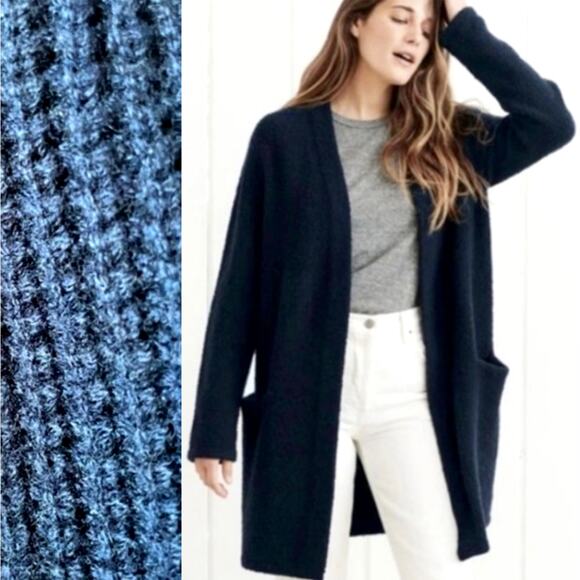 Jenni Kayne Sweaters - Jenni Kayne XS Waffle Knit CASHMERE $495 Wool Hooded Cardigan Sweater Coat Navy